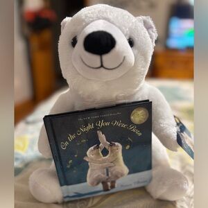 *NWT* White Plush Polar Bear with On The Night You Were Born Book.